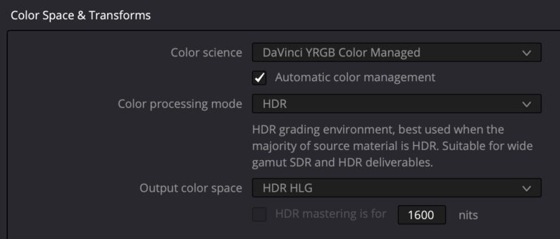 DR HDR settings